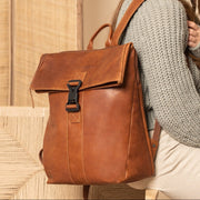 Savona Full-Grain Leather Laptop Backpack voor Dames – alternate product view 2