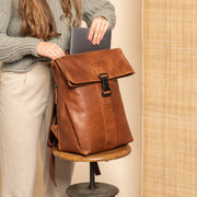 Savona Full-Grain Leather Laptop Backpack voor Dames – alternate product view 3