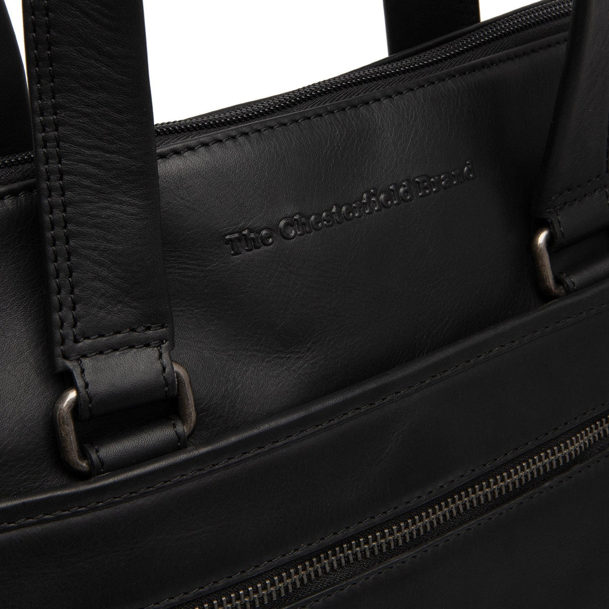 Elvas Full-Grain Leather Laptop Bag voor Dames - Structured Side Profile Showing Gusset Depth &amp; Expansion Capacity