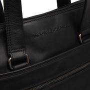 Elvas Full-Grain Leather Laptop Bag voor Dames - Structured Side Profile Showing Gusset Depth &amp; Expansion Capacity
