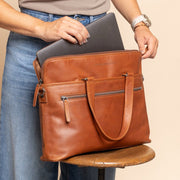 Elvas Full-Grain Leather Laptop Bag voor Dames – alternate product view 2