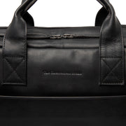 Solid Antique Brass Hardware & Heavy-Duty Dual Zipper Detail on Frazer Full-Grain Leather Laptop Bag