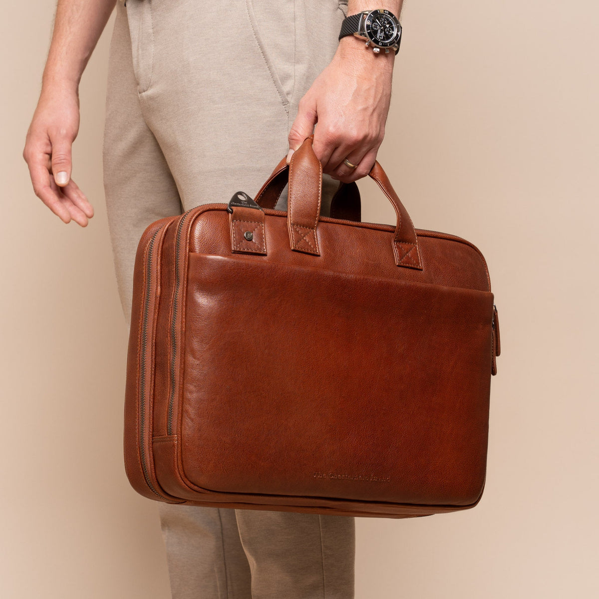 Iseo Full-Grain Leather Laptop Bag voor Heren – alternate product view 3
