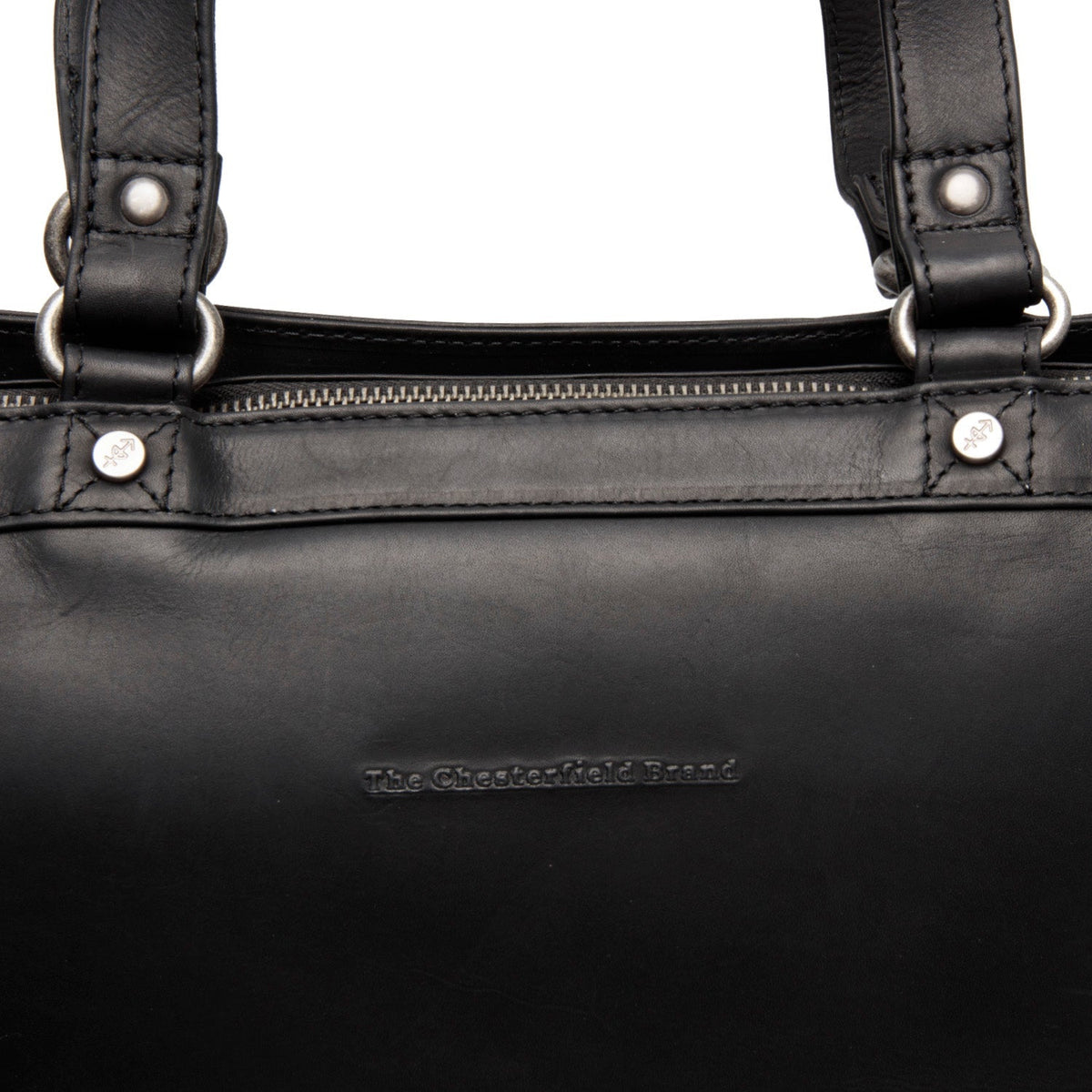 Solid Antique Brass Hardware &amp; Heavy-Duty Dual Zipper Detail on Manly Full-Grain Leather Laptop Bag voor Dames
