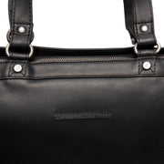 Solid Antique Brass Hardware &amp; Heavy-Duty Dual Zipper Detail on Manly Full-Grain Leather Laptop Bag voor Dames