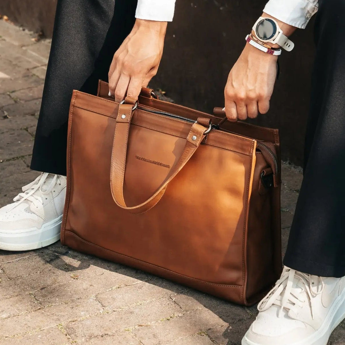 Manly Full-Grain Leather Laptop Bag voor Dames – alternate product view 2