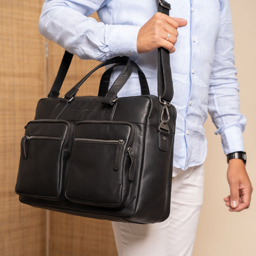 Misha Full-Grain Leather Laptop Bag voor Dames