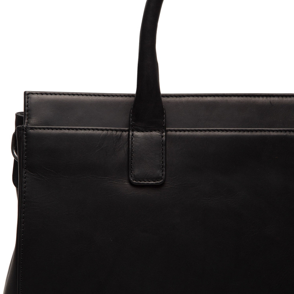 Solid Antique Brass Hardware &amp; Heavy-Duty Dual Zipper Detail on Rivera Full-Grain Leather Laptop Bag voor Dames