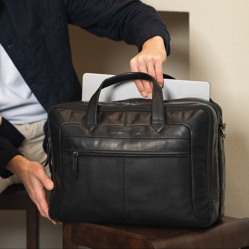 Ryan Full-Grain Leather Laptop Bag voor Heren