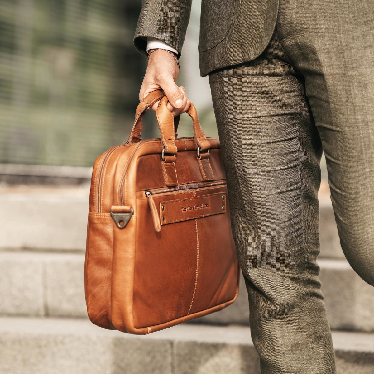 Seth Full-Grain Leather Laptop Bag voor Heren – alternate product view 3