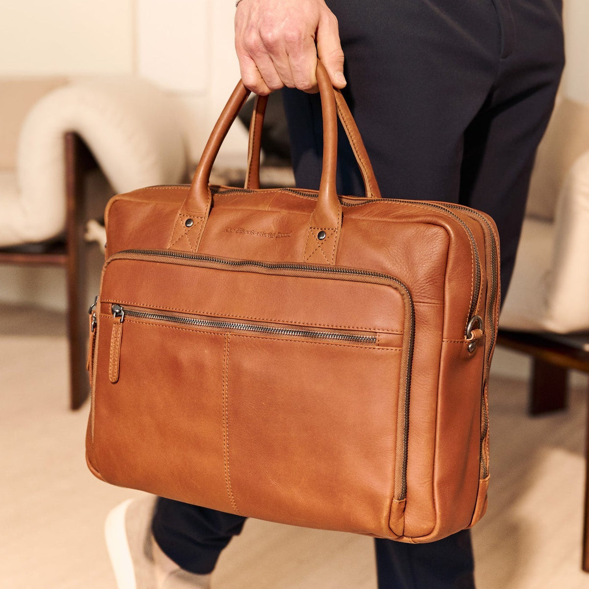 Tacama Full-Grain Leather Laptop Bag voor Dames – alternate product view 2