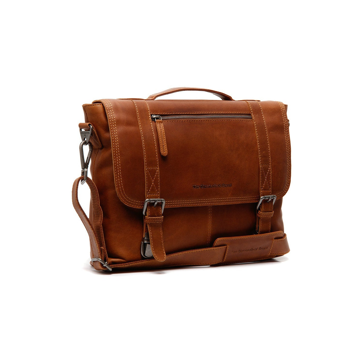 Veneto Full-Grain Leather Laptop Bag voor Dames in Classic 100% Full-Grain Leather - Full Exterior Front Profile View | Buy Online