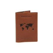 Cognac Leather Passport Case voor Dames, front view