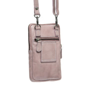 Tailored Rib Cuffs &amp; Hem Craftsmanship Construction Detail on Salta Full-Grain Leather Phone Bag voor Dames