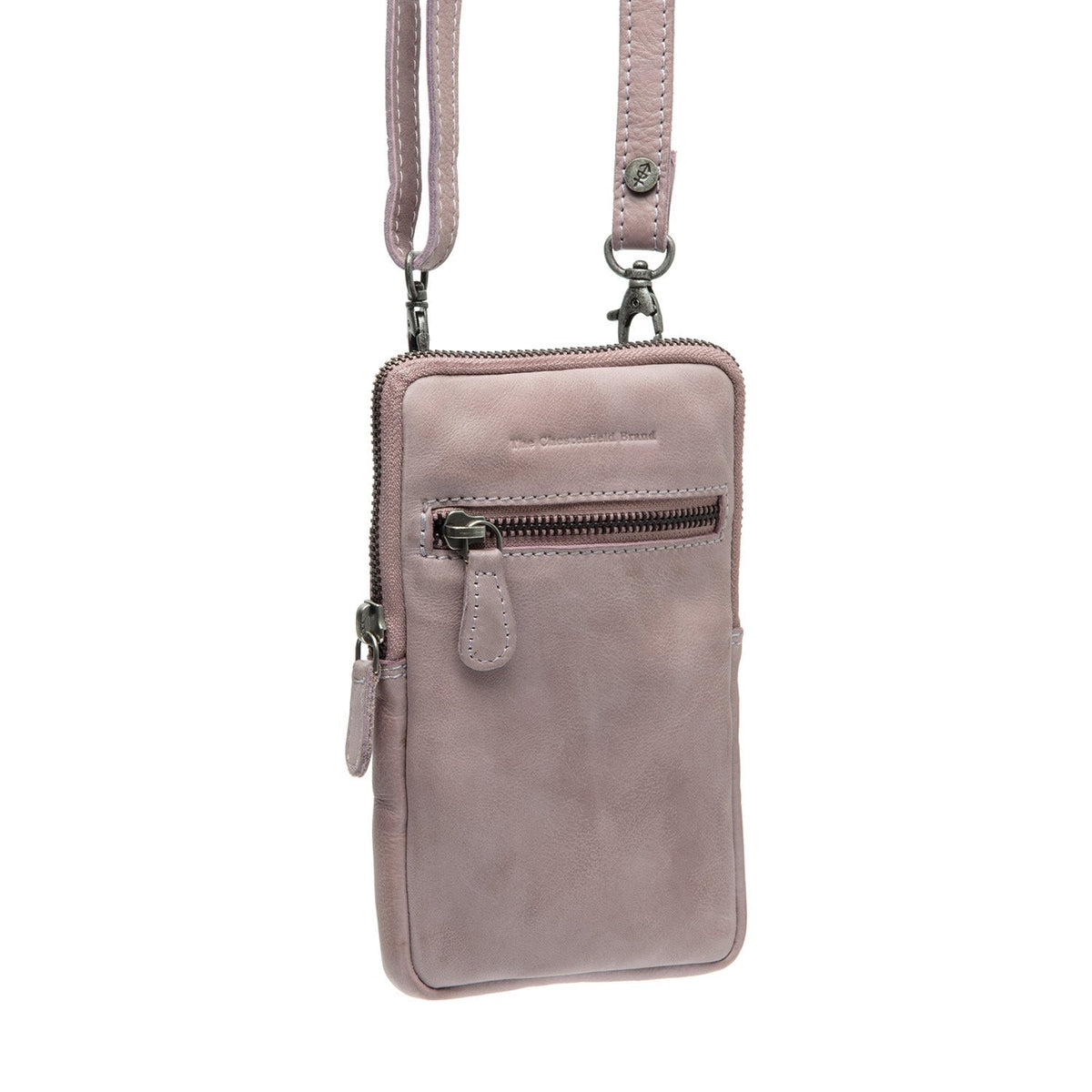 Salta Full-Grain Leather Phone Bag voor Dames in Classic 100% Full-Grain Leather - Front Profile View &amp; Tailored Silhouette | Buy Online