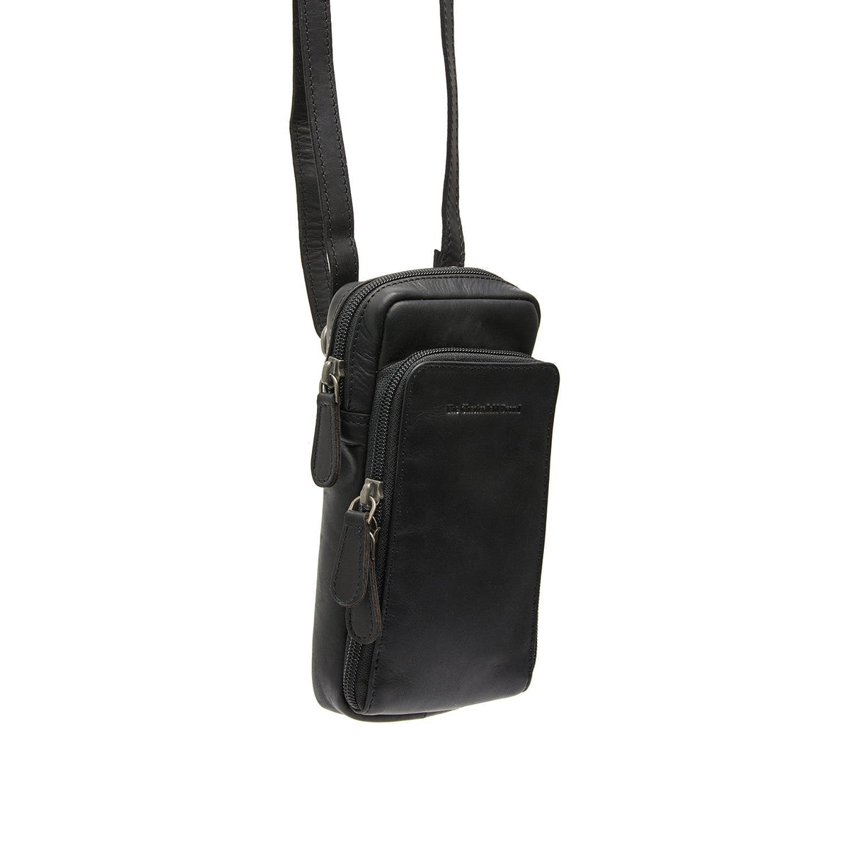 Valdes Full-Grain Leather Phone Bag in klassiek 100% volnerfleer - Vooraanzicht & getailleerd silhouet | Online kopen