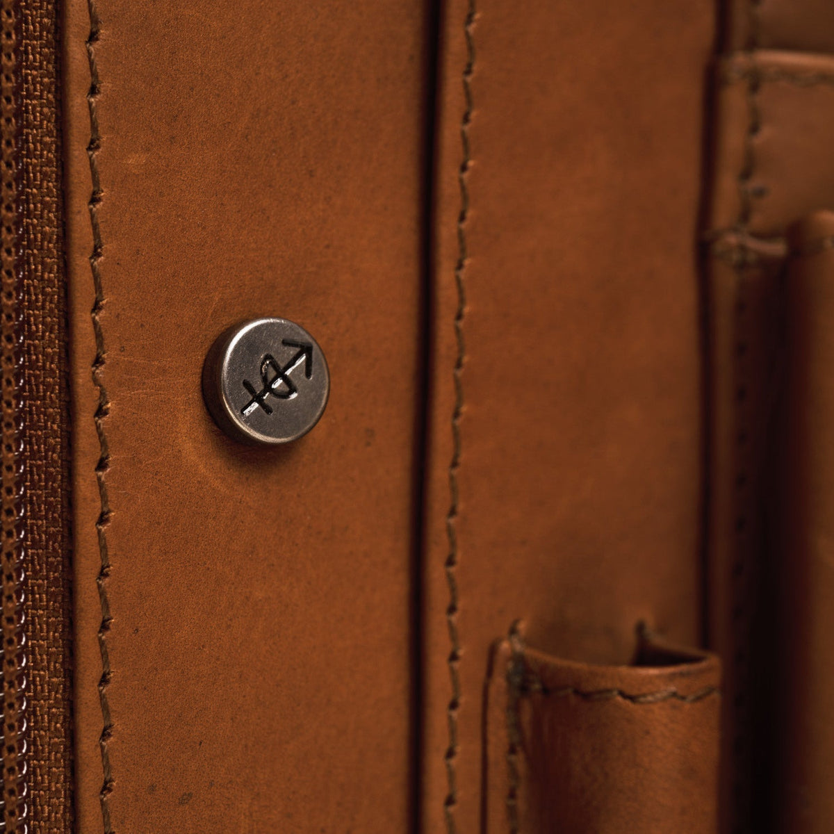 Cognac Leather Portfolio Barnet voor Dames, detail view 4