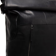 Liverpool Full-Grain Leather Roll-top Backpack voor Dames - Structured Side Profile Showing Gusset Depth &amp; Expansion Capacity