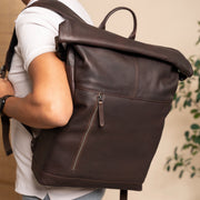 Liverpool Full-Grain Leather Roll-top Backpack voor Dames – alternate product view 2