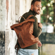 Liverpool Full-Grain Leather Roll-top Backpack voor Dames – alternate product view 2