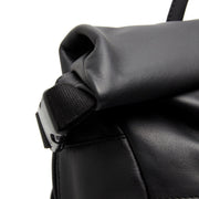 Mazara Full-Grain Leather Roll-top Backpack voor Dames - Structured Side Profile Showing Gusset Depth &amp; Expansion Capacity