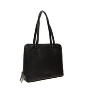 Flint Full-Grain Leather Shoulder Bag voor Dames in Classic 100% Full-Grain Leather - Full Exterior Front Profile View | Buy Online