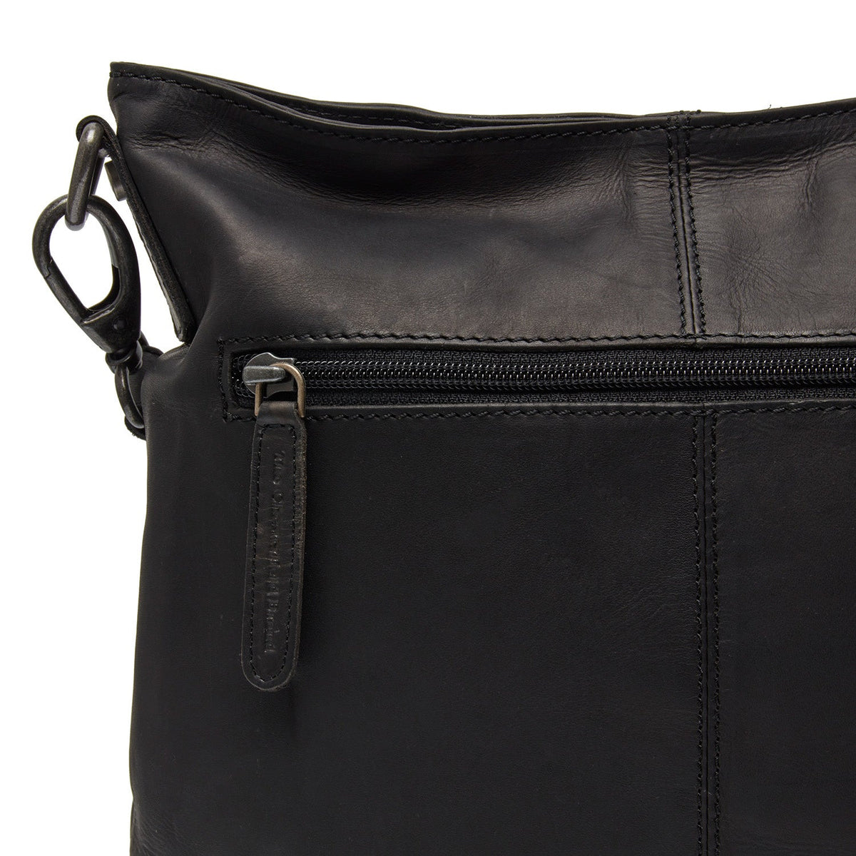 Solid Antique Brass Hardware &amp; Heavy-Duty Dual Zipper Detail on Jen Full-Grain Leather Shoulder Bag voor Dames