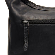 Olvia Full-Grain Leather Shoulder Bag voor Dames - Structured Side Profile Showing Gusset Depth &amp; Expansion Capacity