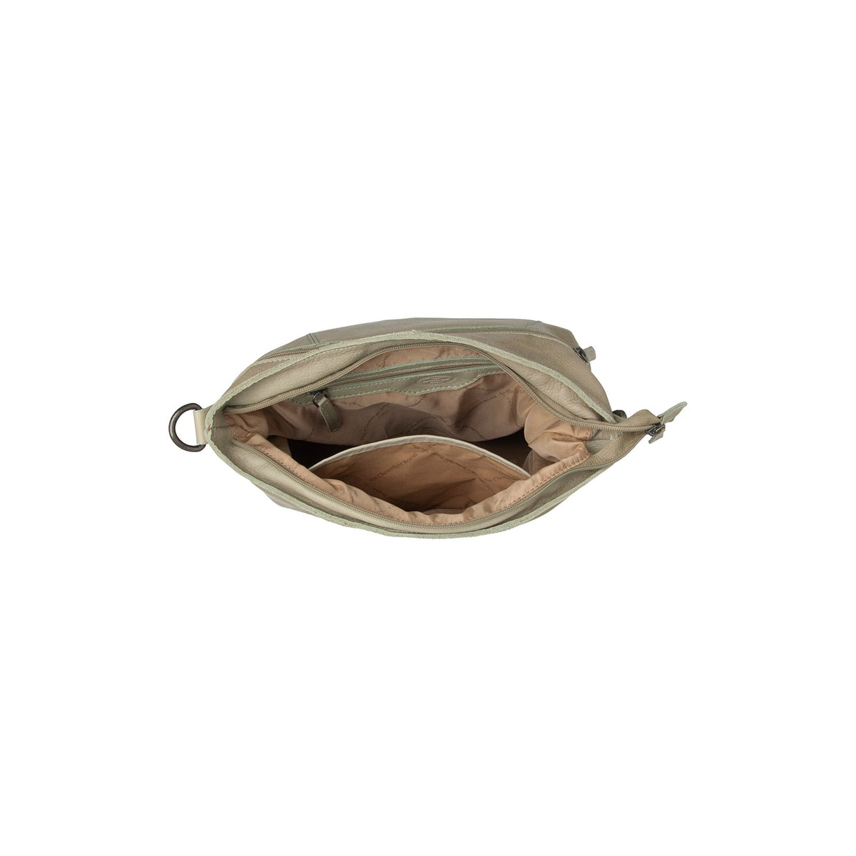 
Solid Antique Brass Hardware & Heavy-Duty Dual Zipper Detail on Sintra Leren schoudertas