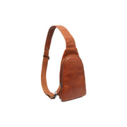 Cognac Leather Sling Bag Bowey voor Dames, front view