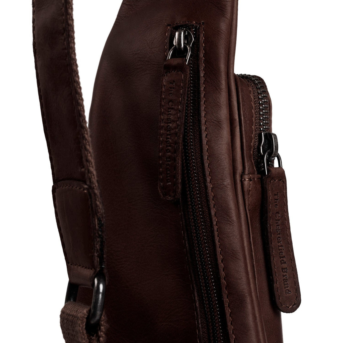 Brown Leather Sling Bag Logan voor Dames, detail view 1