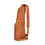 Cognac Leather Sling Bag Logan voor Dames, detail view 1
