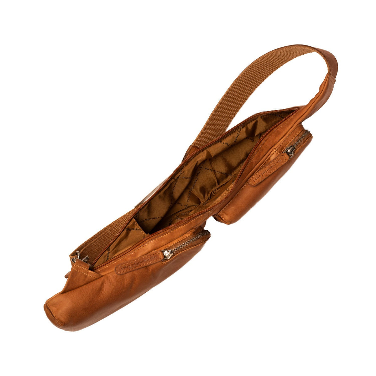 Cognac Leather Sling Bag Logan voor Dames, detail view 5