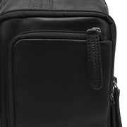 Solid Antique Brass Hardware &amp; Heavy-Duty Dual Zipper Detail on Leather Sling Bag Riga voor Dames