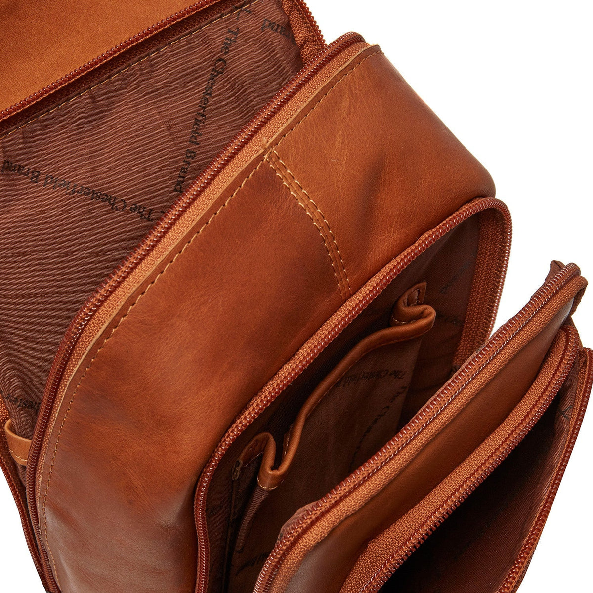 Cognac Leather Sling Bag Riga voor Dames, detail view 1