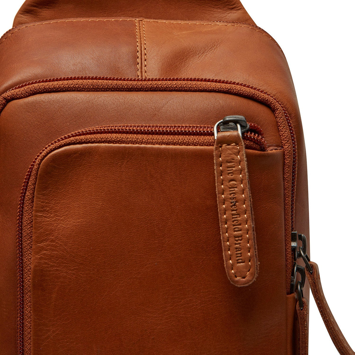 Cognac Leather Sling Bag Riga voor Dames, detail view 3