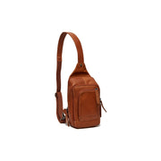 Cognac Leather Sling Bag Riga voor Dames, front view
