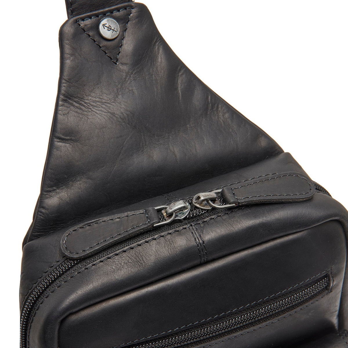 Solid Antique Brass Hardware &amp; Heavy-Duty Dual Zipper Detail on Leather Sling Bag Turelle voor Dames