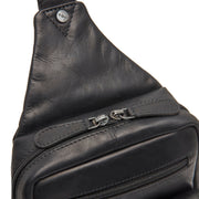 Solid Antique Brass Hardware &amp; Heavy-Duty Dual Zipper Detail on Leather Sling Bag Turelle voor Dames