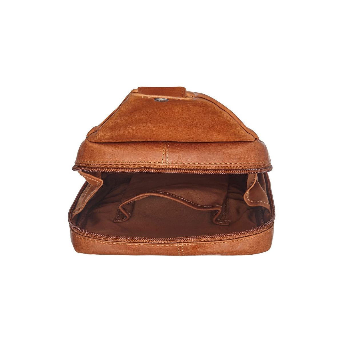 Cognac Leather Sling Bag Turelle voor Dames, detail view 4
