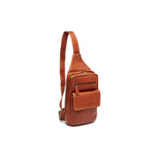 Cognac Leather Sling Bag Turelle voor Dames, front view