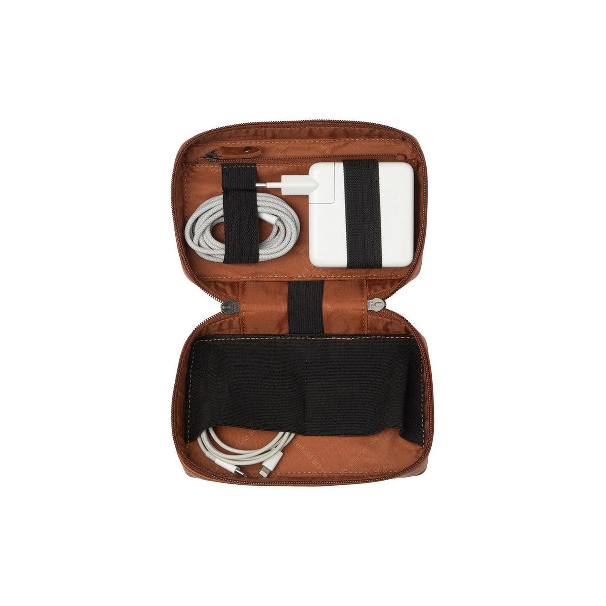 Cognac Leather Tech-Organizer Ardan voor Dames, front view