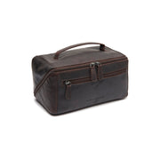 Styled Fit Perspective of Elmia Full-Grain Leather Toiletry Bag voor Dames on Model - Natural Daylight Drape