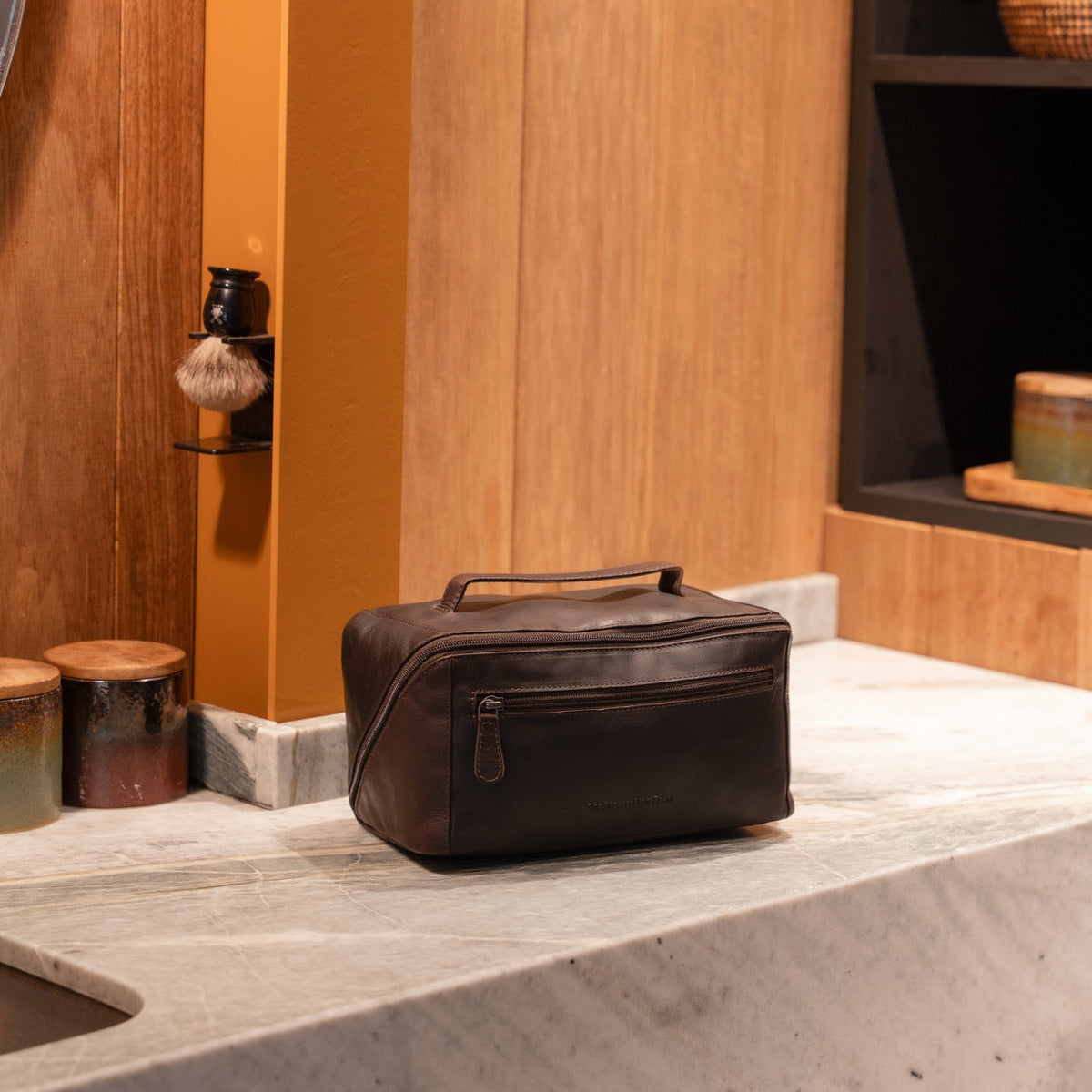 Elmia Full-Grain Leather Toiletry Bag voor Dames – alternate product view 3