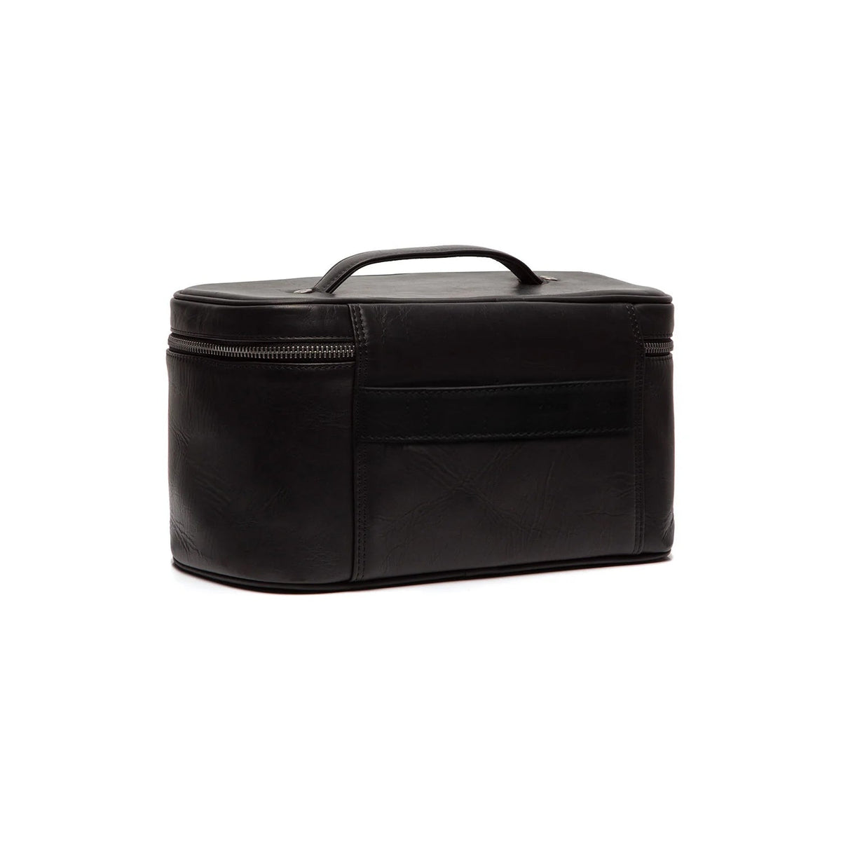 Tailored Rib Cuffs &amp; Hem Craftsmanship Construction Detail on Limone Full-Grain Leather Toiletry Bag voor Dames