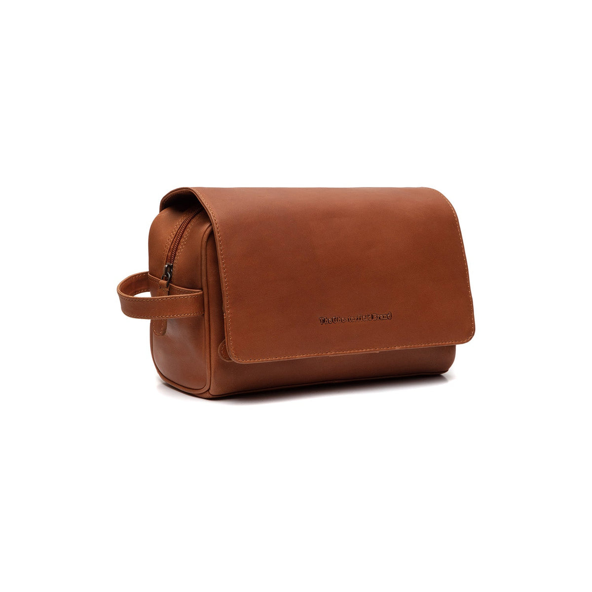 Styled Fit Perspective of Rosario Full-Grain Leather Toiletry Bag voor Dames on Model - Natural Daylight Drape