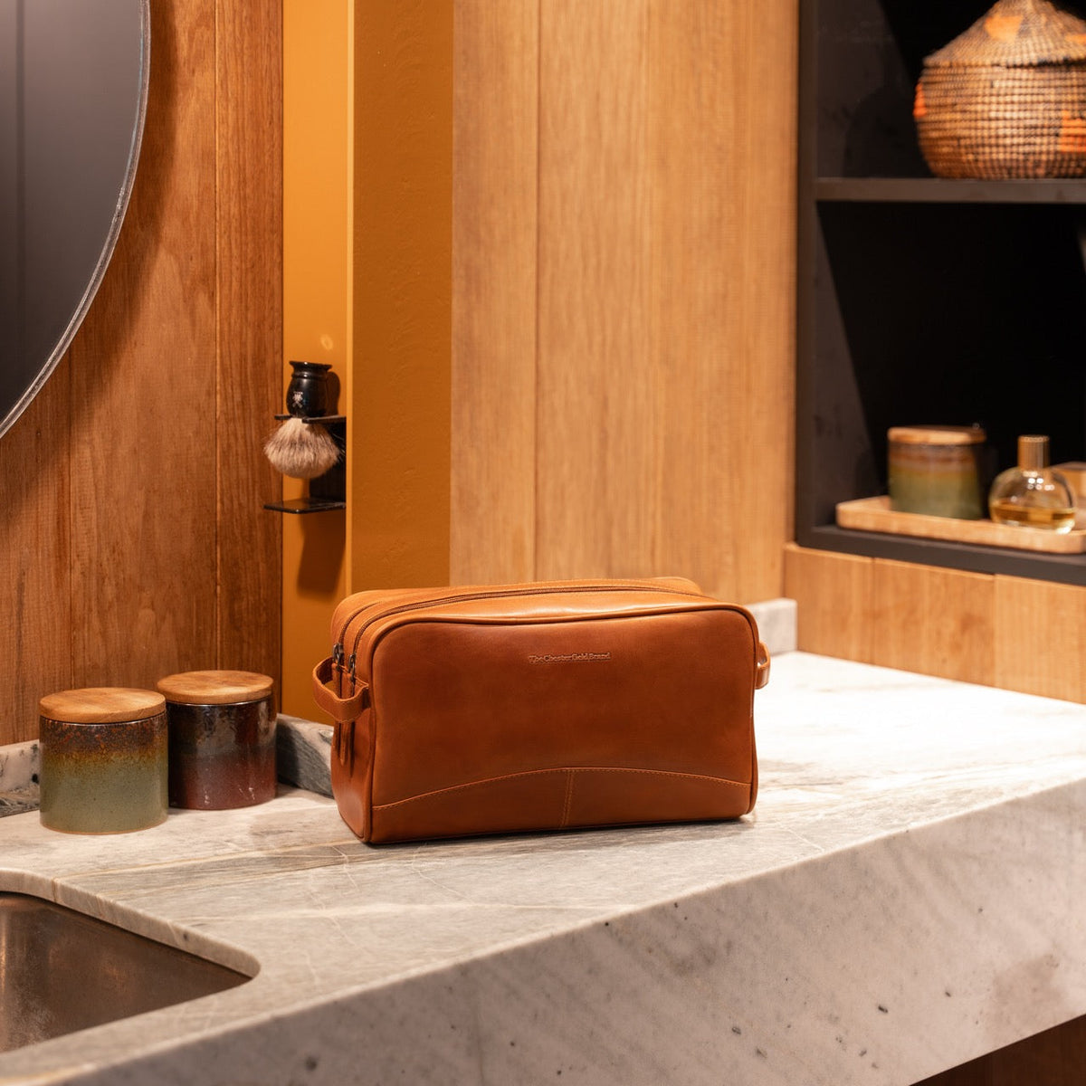 Stefan Full-Grain Leather Toiletry Bag voor Dames – alternate product view 2