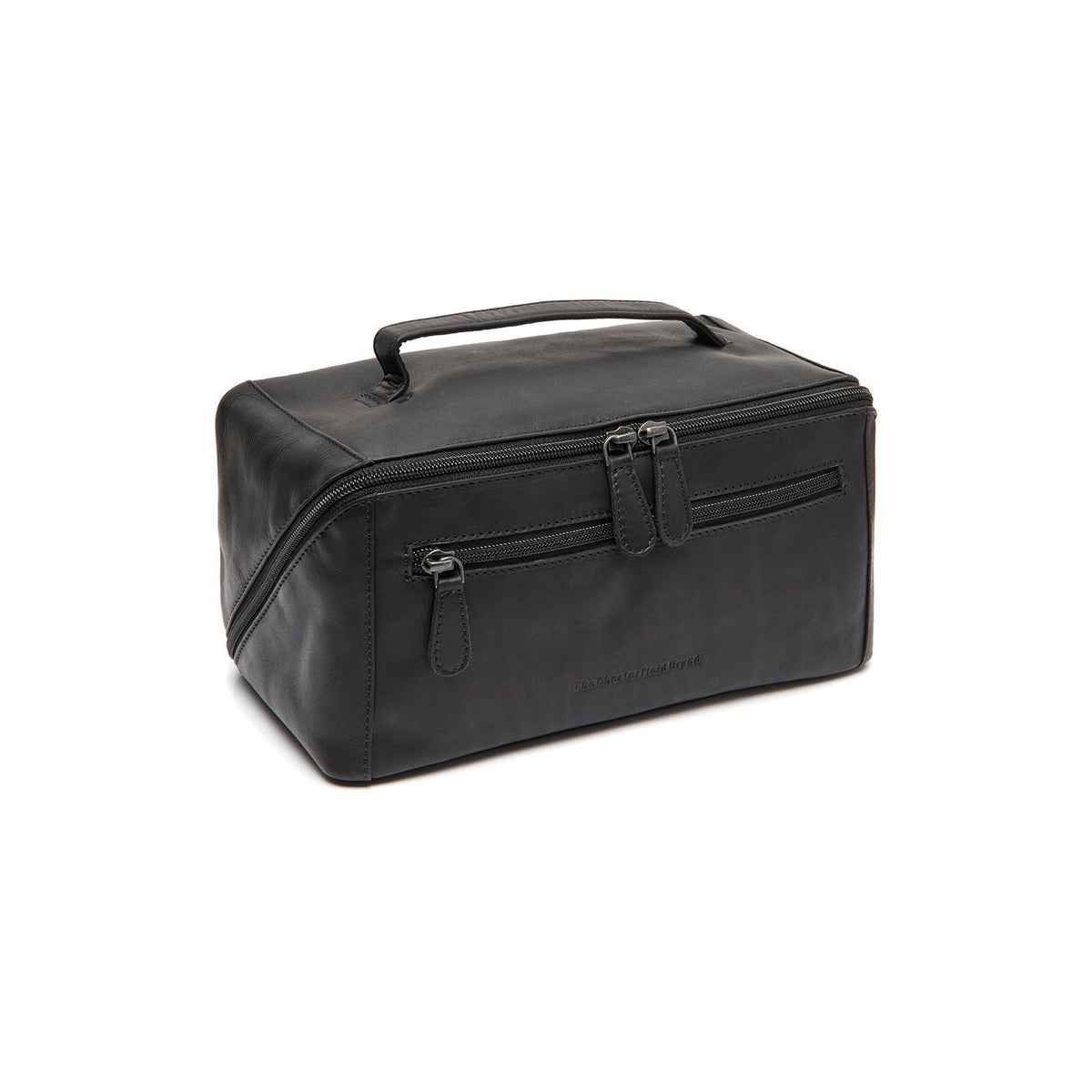 Trevia Full-Grain Leather Toiletry Bag voor Dames in Classic 100% Full-Grain Leather - Front Profile View &amp; Tailored Silhouette | Buy Online