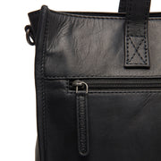 Adana Full-Grain Leather Tote Bag voor Dames - Structured Side Profile Showing Gusset Depth &amp; Expansion Capacity