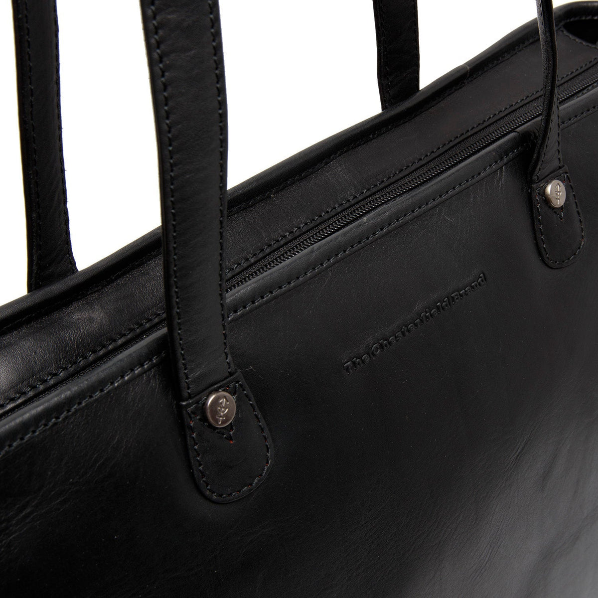Astano Full-Grain Leather Tote Bag voor Dames - Structured Side Profile Showing Gusset Depth &amp; Expansion Capacity